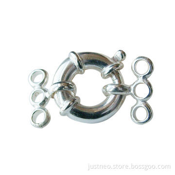 Solid 925 sterling silver/3-strand nautical spring ring necklace clasps
